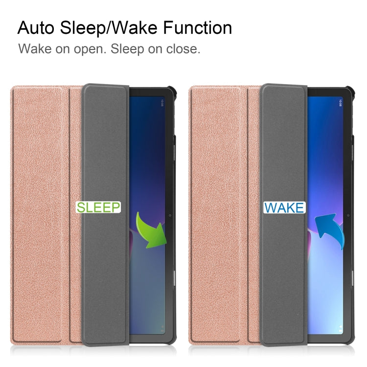 For Lenovo Tab M10 Plus 10.6 3rd Gen 2022 Custer Texture 3-Fold Holder Smart Leather Tablet Case