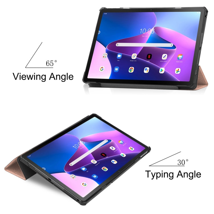 For Lenovo Tab M10 Plus 10.6 3rd Gen 2022 Custer Texture 3-Fold Holder Smart Leather Tablet Case