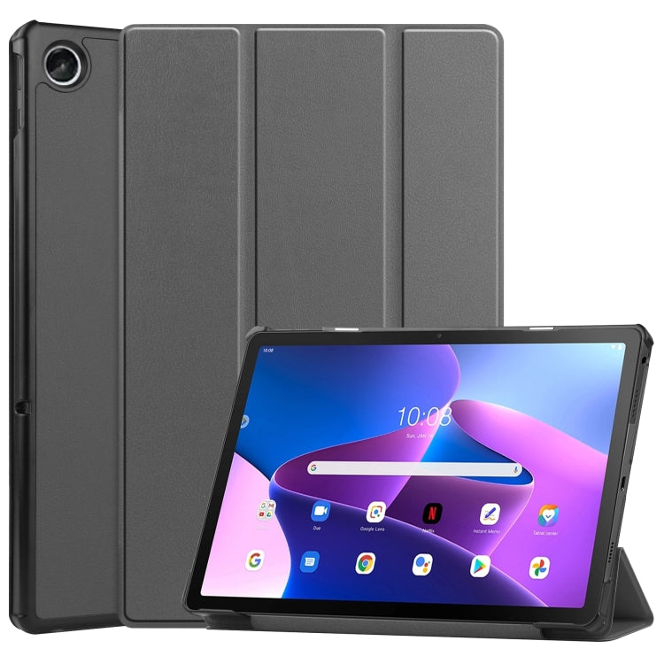 For Lenovo Tab M10 Plus 10.6 3rd Gen 2022 Custer Texture 3-Fold Holder Smart Leather Tablet Case