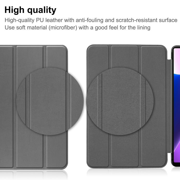 For Lenovo Tab M10 Plus 10.6 3rd Gen 2022 Custer Texture 3-Fold Holder Smart Leather Tablet Case