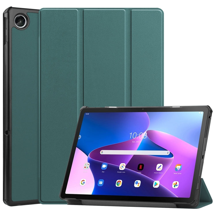 For Lenovo Tab M10 Plus 10.6 3rd Gen 2022 Custer Texture 3-Fold Holder Smart Leather Tablet Case