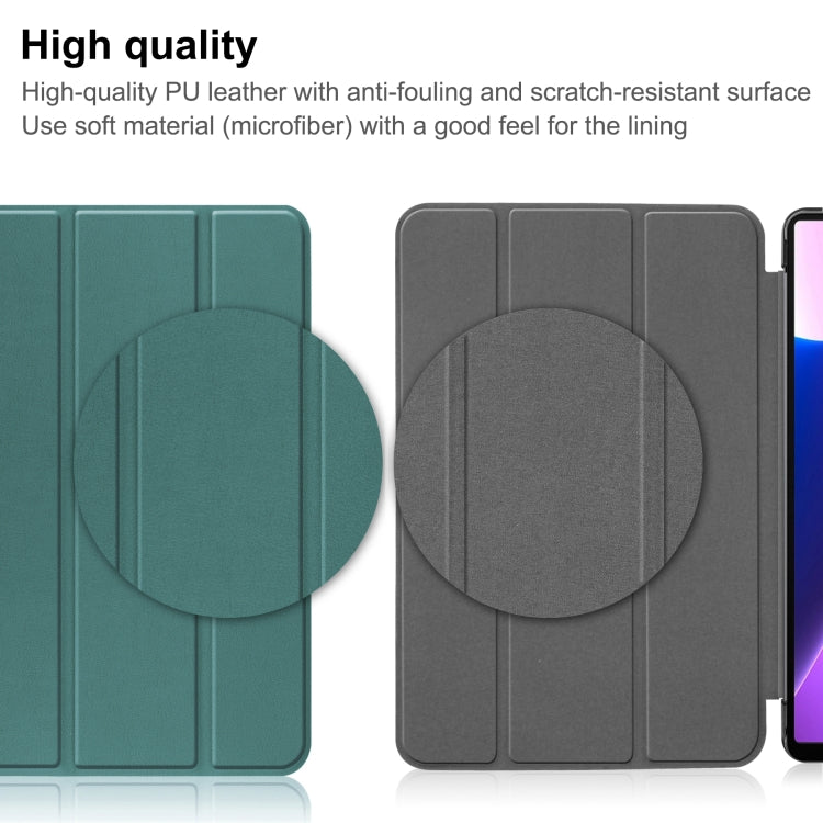 For Lenovo Tab M10 Plus 10.6 3rd Gen 2022 Custer Texture 3-Fold Holder Smart Leather Tablet Case