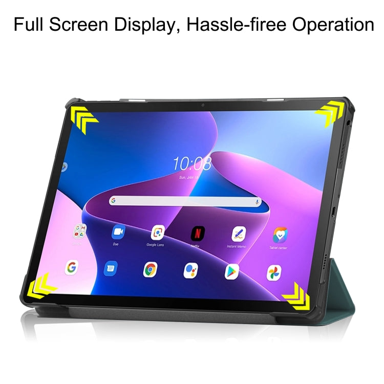 For Lenovo Tab M10 Plus 10.6 3rd Gen 2022 Custer Texture 3-Fold Holder Smart Leather Tablet Case