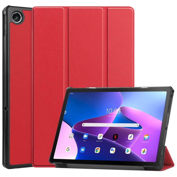For Lenovo Tab M10 Plus 10.6 3rd Gen 2022 Custer Texture 3-Fold Holder Smart Leather Tablet Case