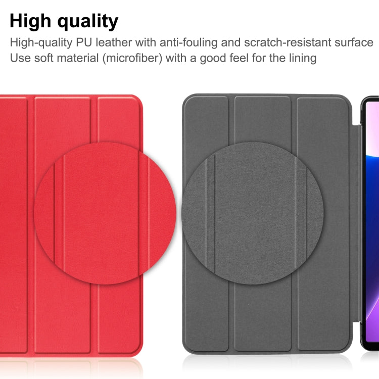 For Lenovo Tab M10 Plus 10.6 3rd Gen 2022 Custer Texture 3-Fold Holder Smart Leather Tablet Case