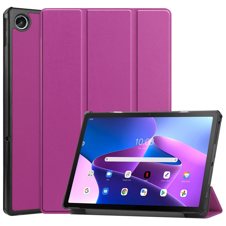 For Lenovo Tab M10 Plus 10.6 3rd Gen 2022 Custer Texture 3-Fold Holder Smart Leather Tablet Case