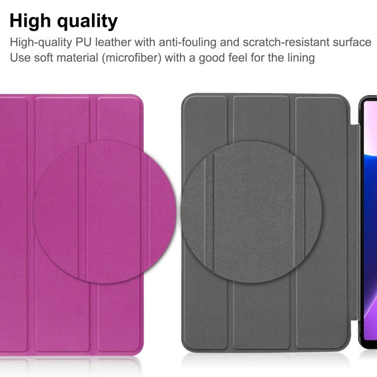 For Lenovo Tab M10 Plus 10.6 3rd Gen 2022 Custer Texture 3-Fold Holder Smart Leather Tablet Case