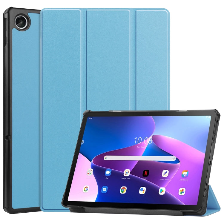 For Lenovo Tab M10 Plus 10.6 3rd Gen 2022 Custer Texture 3-Fold Holder Smart Leather Tablet Case