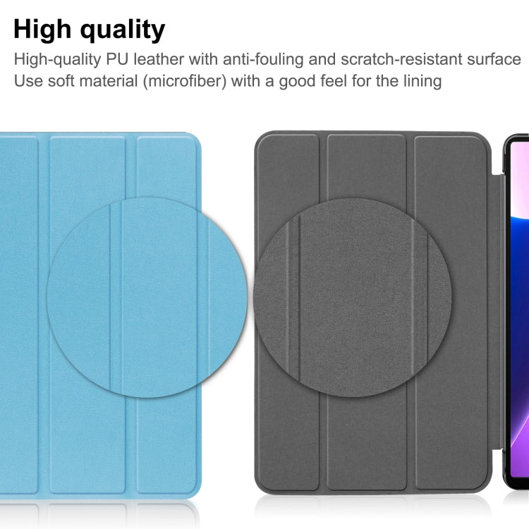 For Lenovo Tab M10 Plus 10.6 3rd Gen 2022 Custer Texture 3-Fold Holder Smart Leather Tablet Case