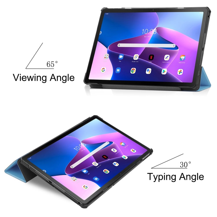 For Lenovo Tab M10 Plus 10.6 3rd Gen 2022 Custer Texture 3-Fold Holder Smart Leather Tablet Case