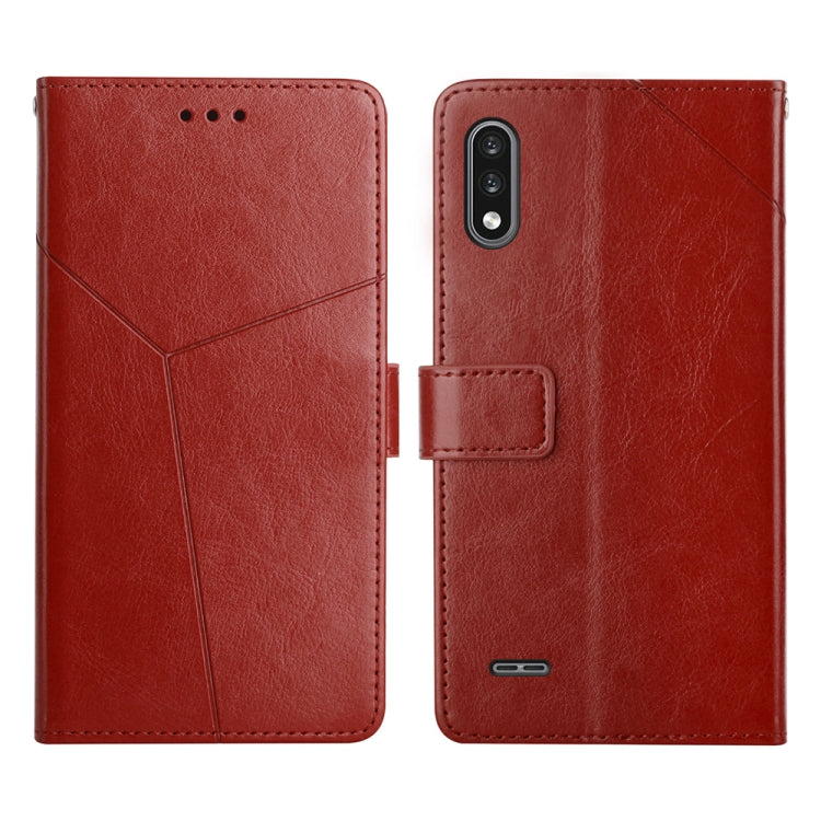 For LG K22 Y Stitching Horizontal Flip Leather Phone Case