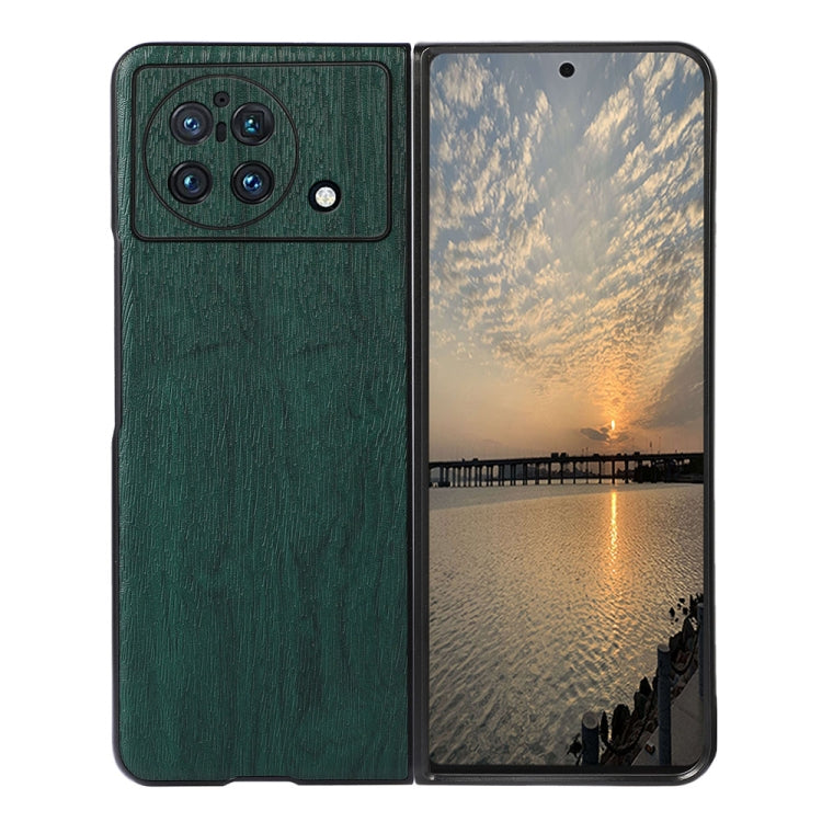 For vivo X Fold Precise Hole Wood Texture PU Phone Case