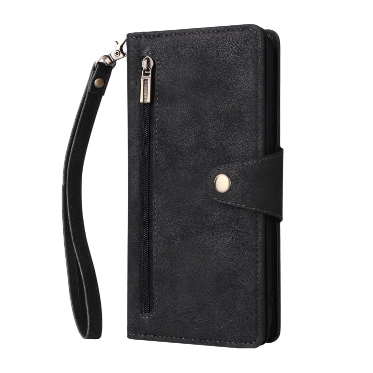 For OnePlus Nord N100 Rivet Buckle 9 Cards Three Fold Leather Phone Case