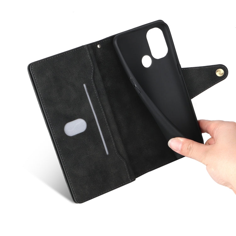 For OnePlus Nord N100 Rivet Buckle 9 Cards Three Fold Leather Phone Case