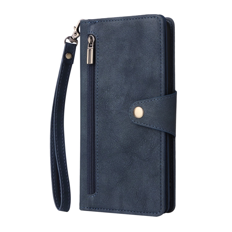 For OnePlus Nord N100 Rivet Buckle 9 Cards Three Fold Leather Phone Case