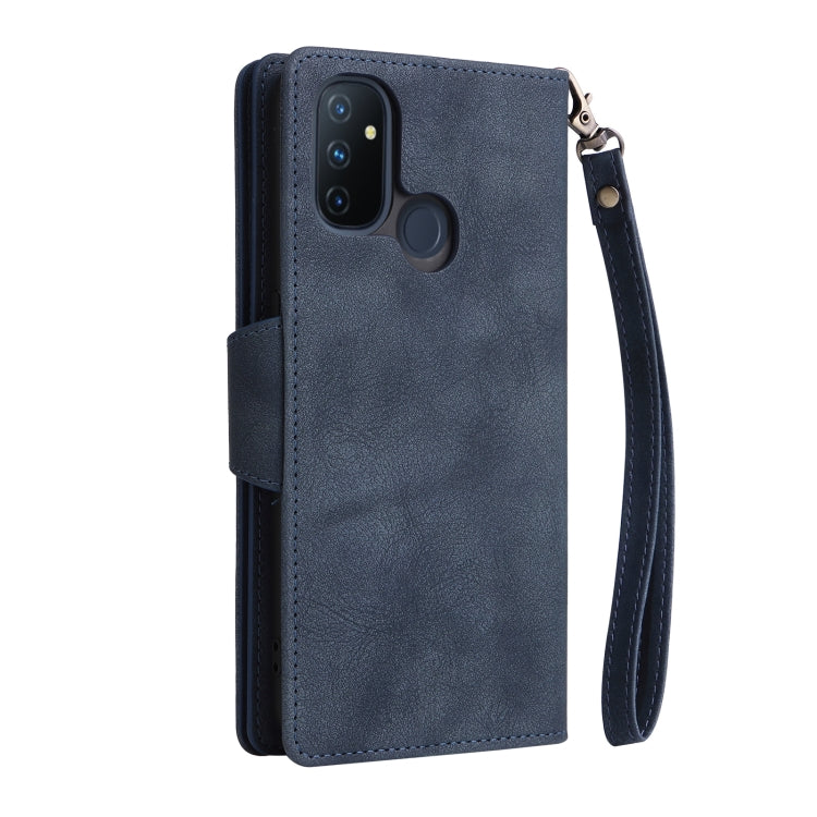 For OnePlus Nord N100 Rivet Buckle 9 Cards Three Fold Leather Phone Case