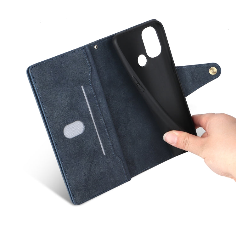 For OnePlus Nord N100 Rivet Buckle 9 Cards Three Fold Leather Phone Case