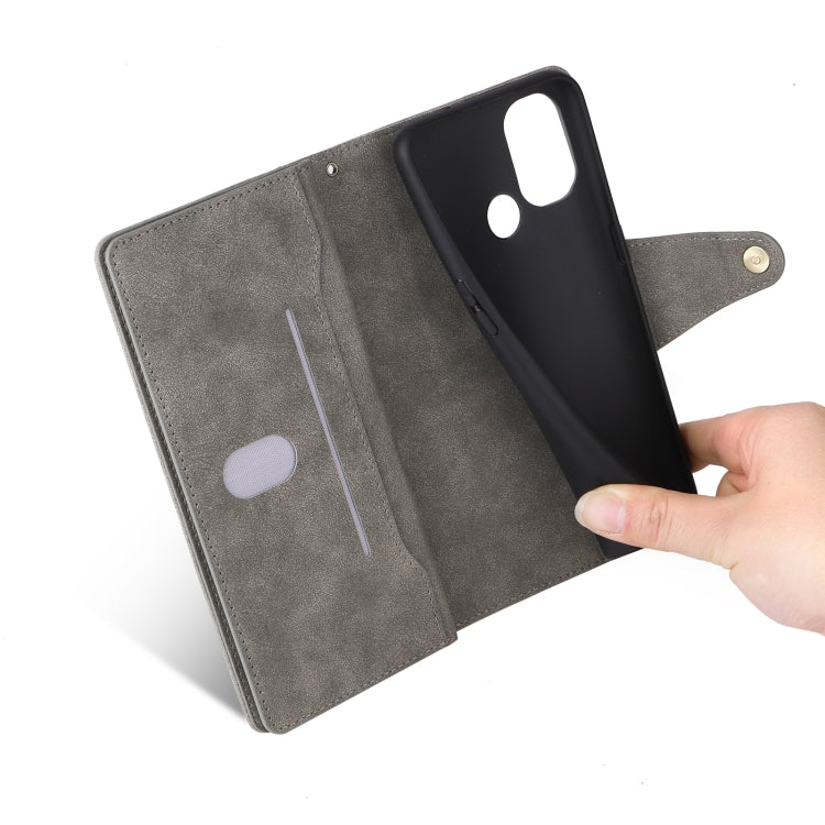 For OnePlus Nord N100 Rivet Buckle 9 Cards Three Fold Leather Phone Case