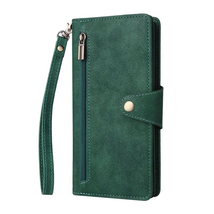 For OnePlus Nord N100 Rivet Buckle 9 Cards Three Fold Leather Phone Case