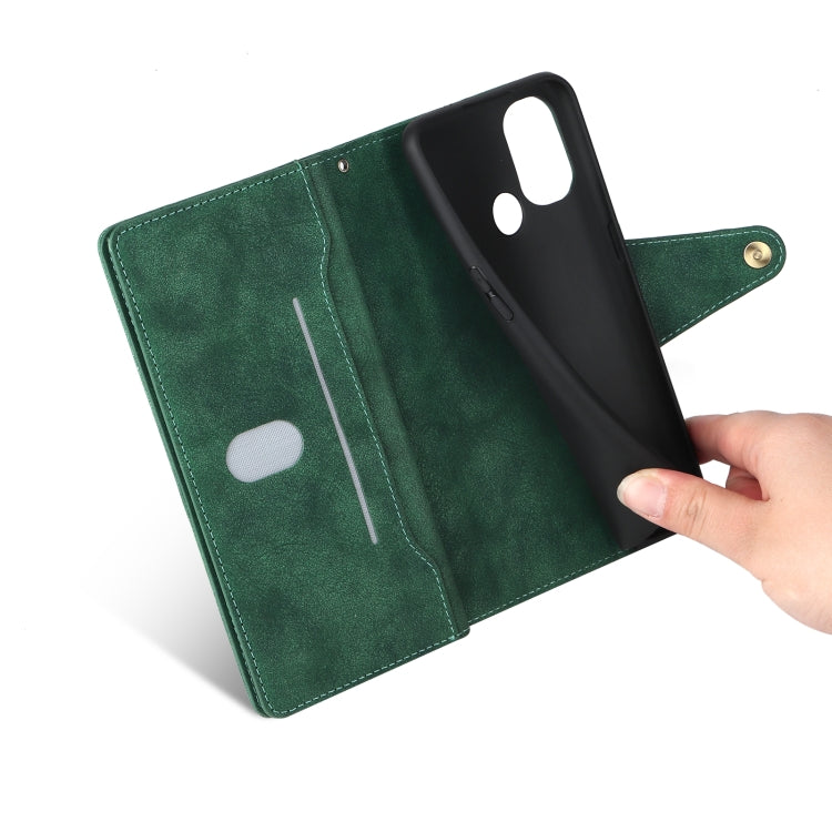 For OnePlus Nord N100 Rivet Buckle 9 Cards Three Fold Leather Phone Case
