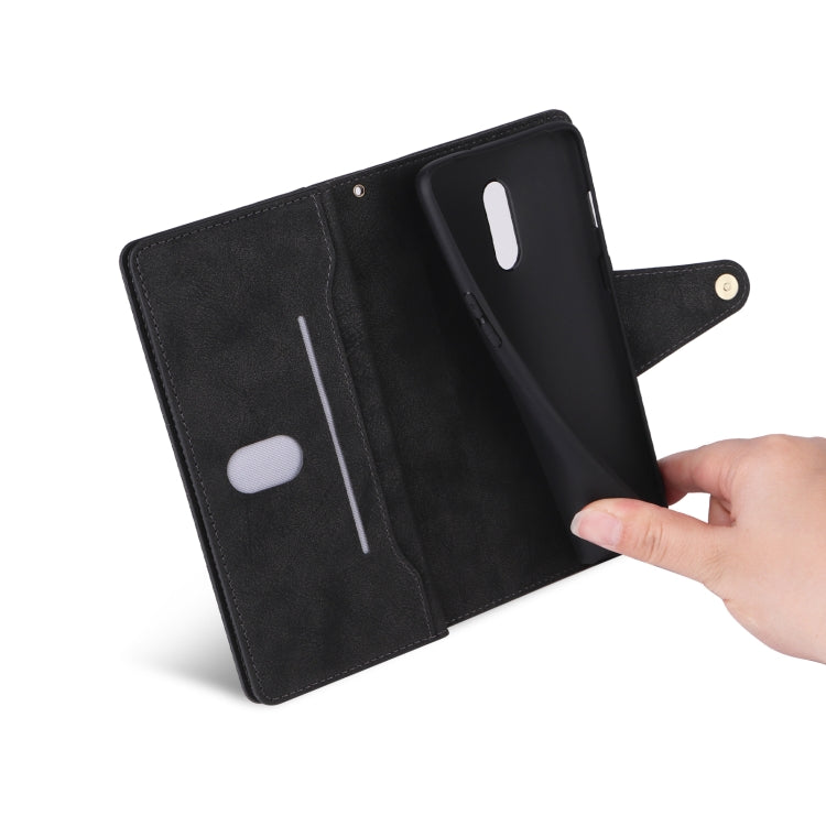 For OnePlus 7 Rivet Buckle 9 Cards Three Fold Leather Phone Case