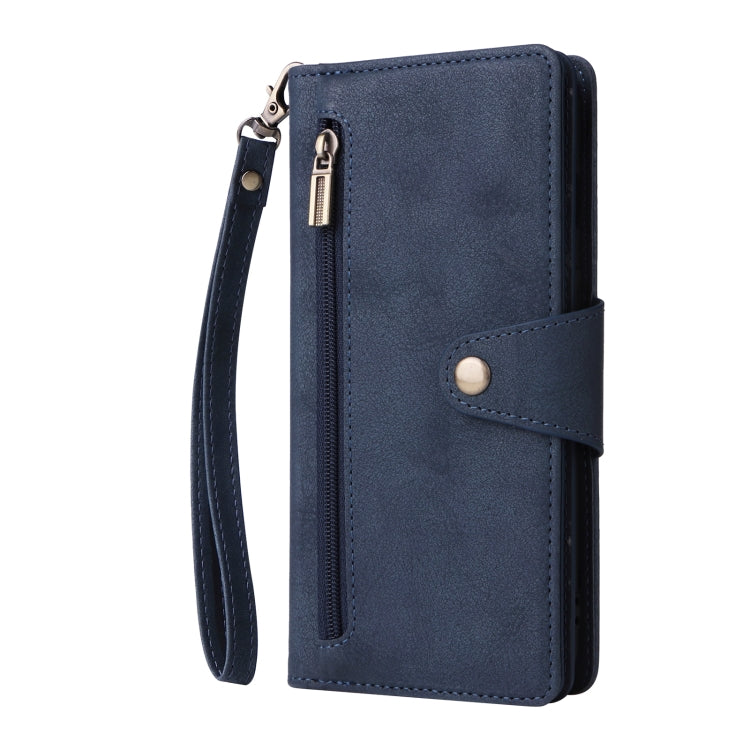 For OnePlus 7 Rivet Buckle 9 Cards Three Fold Leather Phone Case