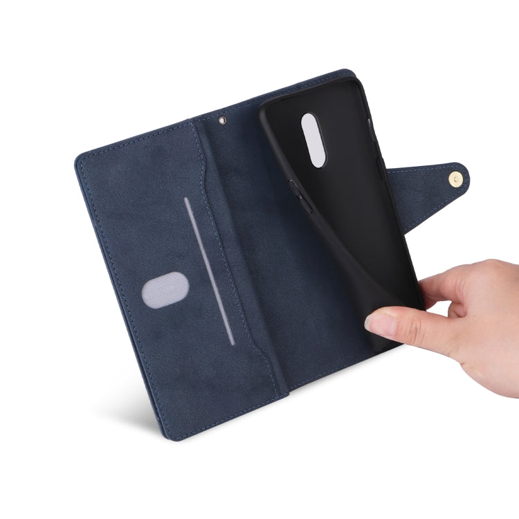 For OnePlus 7 Rivet Buckle 9 Cards Three Fold Leather Phone Case