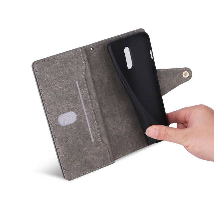For OnePlus 7 Rivet Buckle 9 Cards Three Fold Leather Phone Case