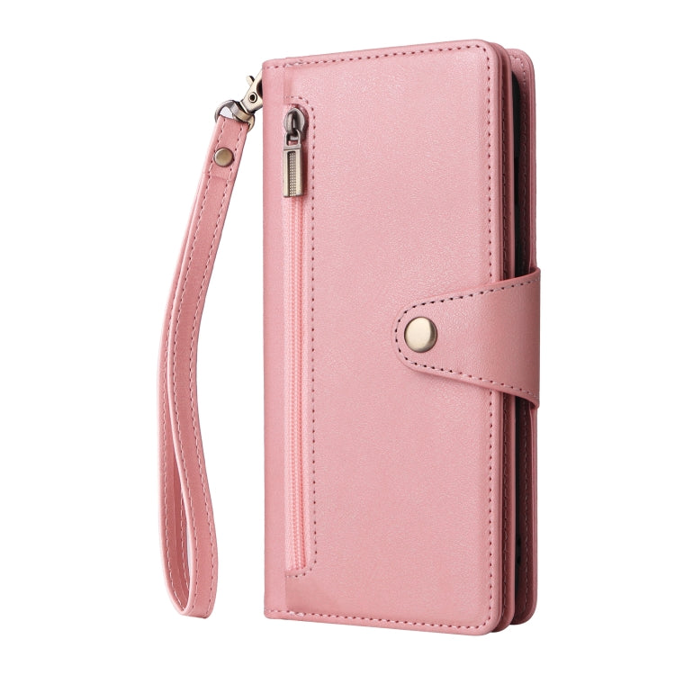 For OnePlus 7 Rivet Buckle 9 Cards Three Fold Leather Phone Case