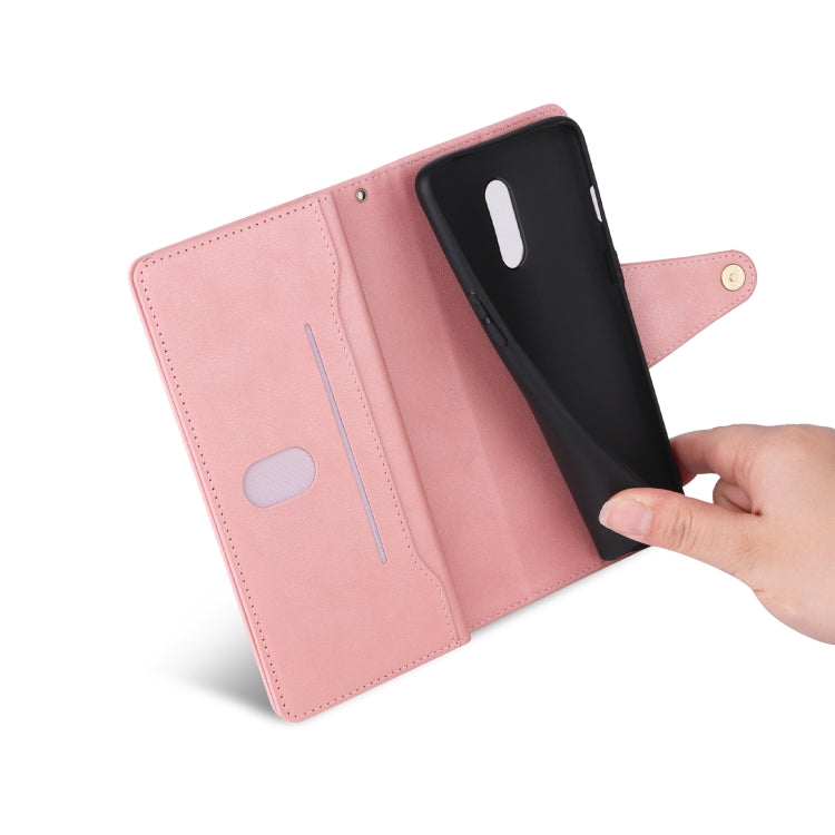 For OnePlus 7 Rivet Buckle 9 Cards Three Fold Leather Phone Case