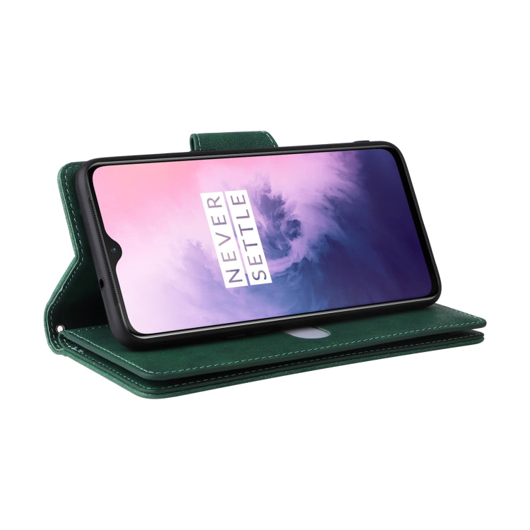 For OnePlus 7 Rivet Buckle 9 Cards Three Fold Leather Phone Case