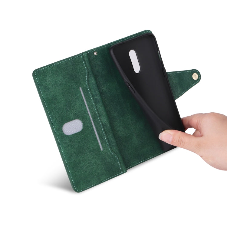 For OnePlus 7 Rivet Buckle 9 Cards Three Fold Leather Phone Case