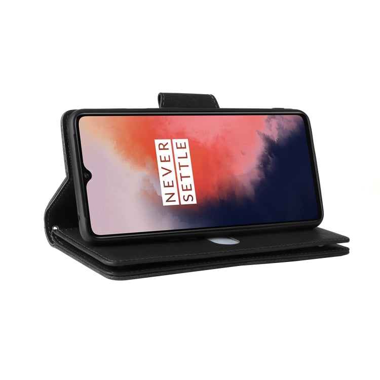 For OnePlus 7T Rivet Buckle 9 Cards Three Fold Leather Phone Case