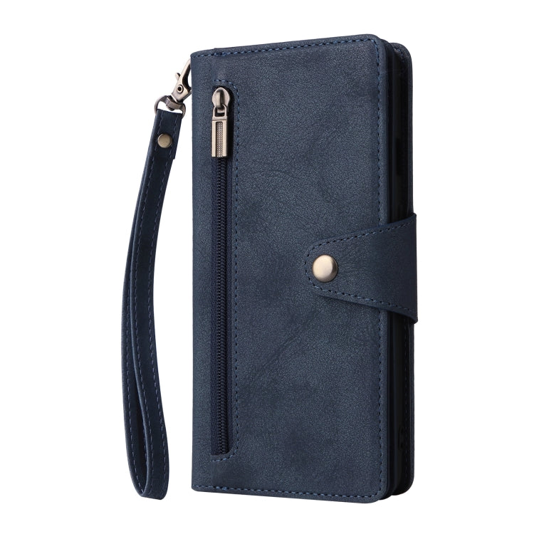 For OnePlus 7T Rivet Buckle 9 Cards Three Fold Leather Phone Case