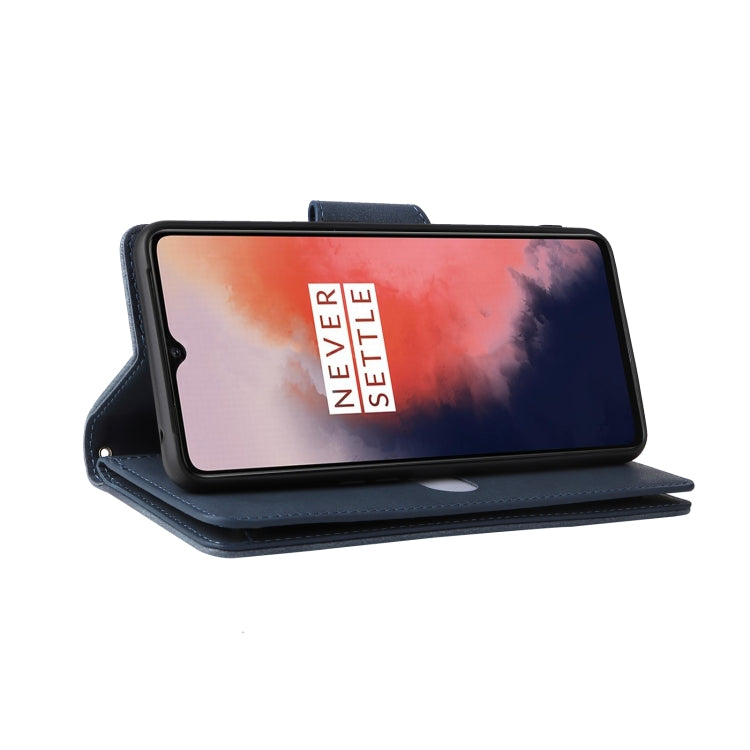 For OnePlus 7T Rivet Buckle 9 Cards Three Fold Leather Phone Case