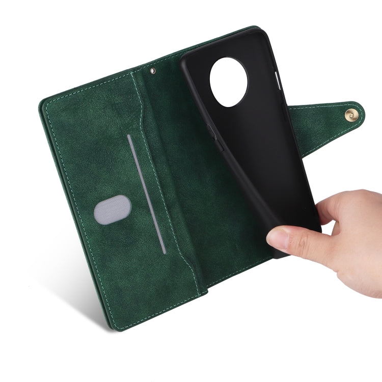 For OnePlus 7T Rivet Buckle 9 Cards Three Fold Leather Phone Case