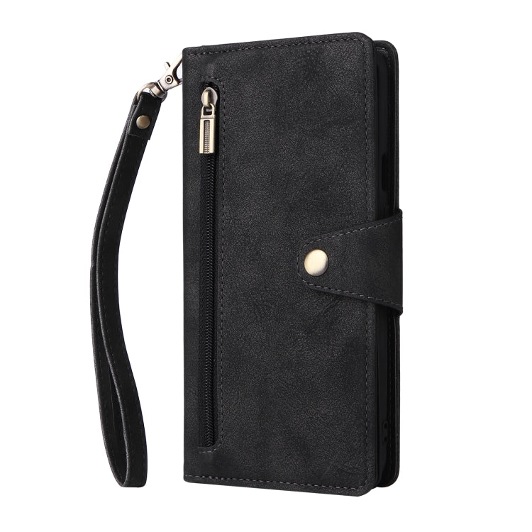 For OnePlus 7T Pro Rivet Buckle 9 Cards Three Fold Leather Phone Case
