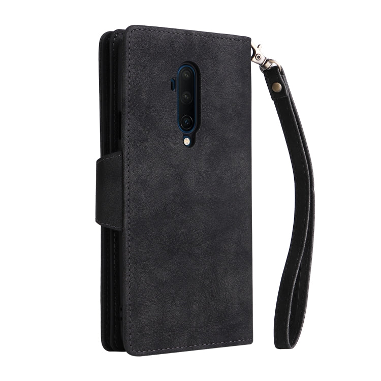 For OnePlus 7T Pro Rivet Buckle 9 Cards Three Fold Leather Phone Case