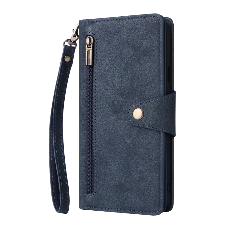For OnePlus 7T Pro Rivet Buckle 9 Cards Three Fold Leather Phone Case
