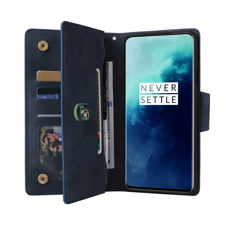 For OnePlus 7T Pro Rivet Buckle 9 Cards Three Fold Leather Phone Case