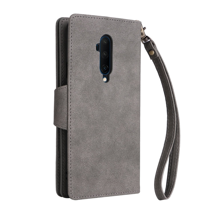 For OnePlus 7T Pro Rivet Buckle 9 Cards Three Fold Leather Phone Case