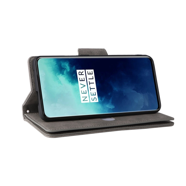 For OnePlus 7T Pro Rivet Buckle 9 Cards Three Fold Leather Phone Case