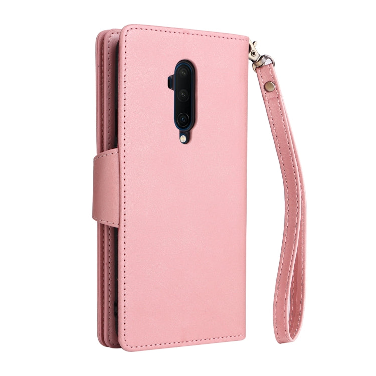 For OnePlus 7T Pro Rivet Buckle 9 Cards Three Fold Leather Phone Case