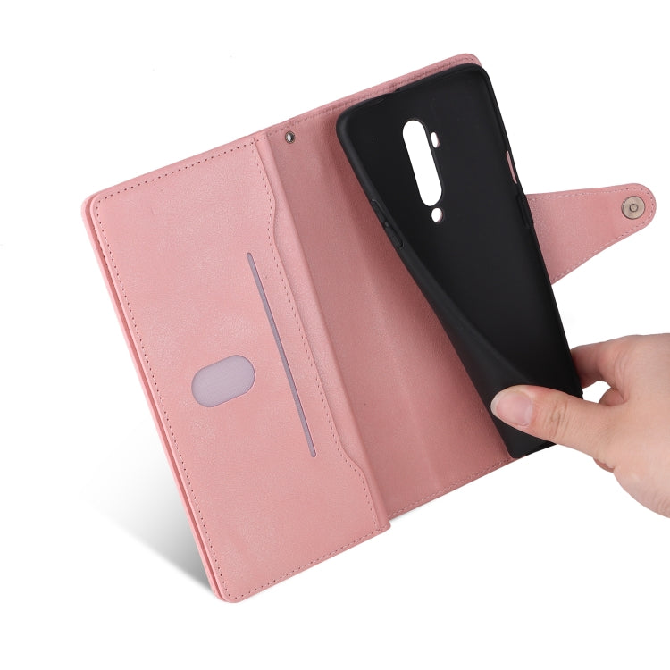For OnePlus 7T Pro Rivet Buckle 9 Cards Three Fold Leather Phone Case