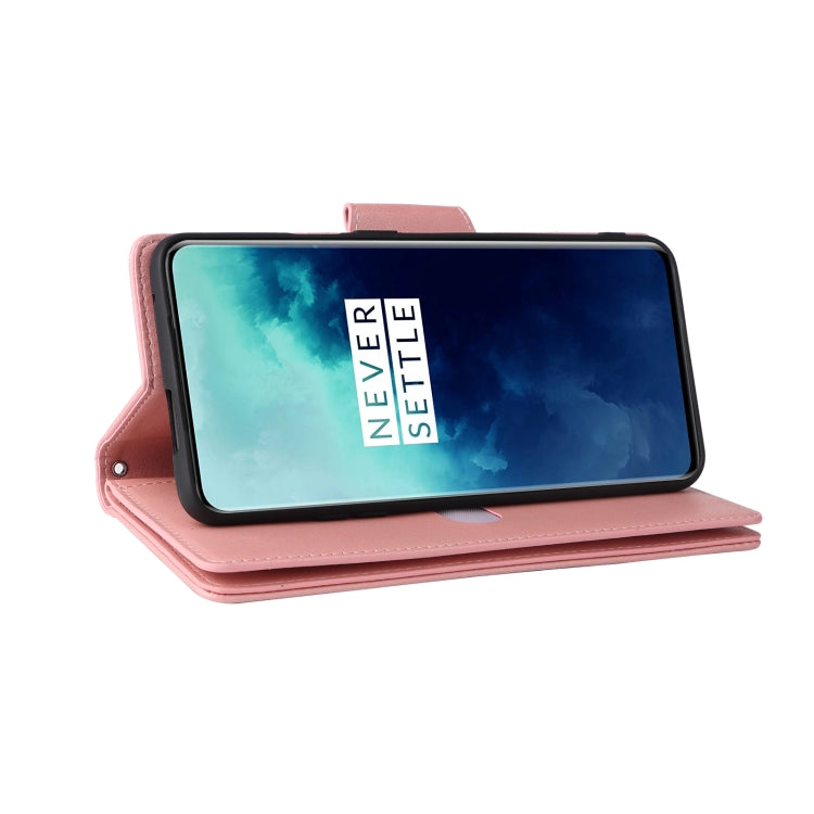 For OnePlus 7T Pro Rivet Buckle 9 Cards Three Fold Leather Phone Case