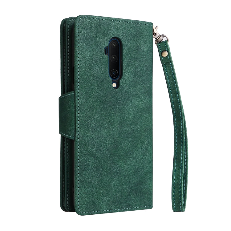For OnePlus 7T Pro Rivet Buckle 9 Cards Three Fold Leather Phone Case