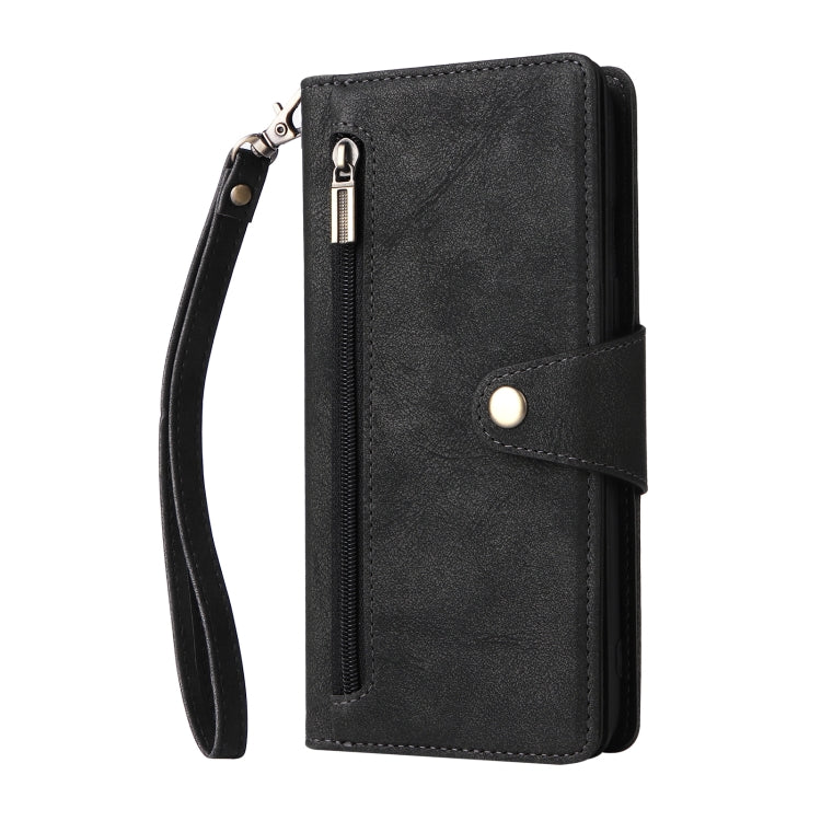 For OnePlus 8 Rivet Buckle 9 Cards Three Fold Leather Phone Case