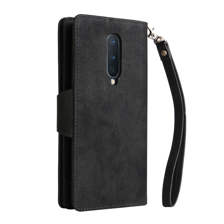 For OnePlus 8 Rivet Buckle 9 Cards Three Fold Leather Phone Case
