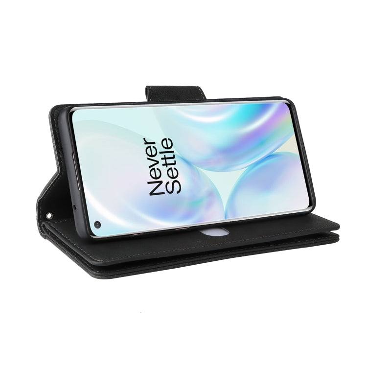 For OnePlus 8 Rivet Buckle 9 Cards Three Fold Leather Phone Case