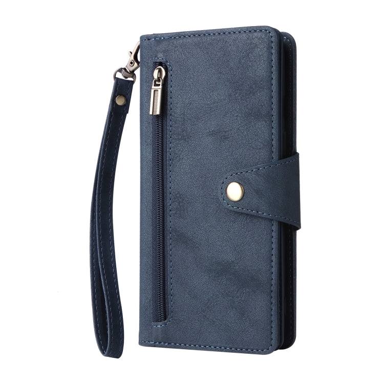 For OnePlus 8 Rivet Buckle 9 Cards Three Fold Leather Phone Case